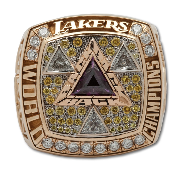 GEORGE MIKANS 2002 LOS ANGELES LAKERS (THREE-PEAT) WORLD CHAMPIONS 14K GOLD RING WITH ORIGINAL PRESENTATION BOX (MIKAN COLLECTION)
