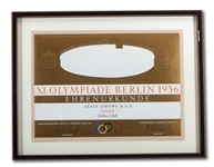 JESSE OWENS 1936 BERLIN OLYMPIC GAMES 1ST PLACE WINNERS DIPLOMA FOR THE MENS 200 METER DASH (OWENS ESTATE COLLECTION)