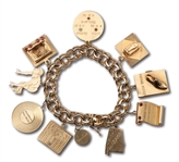 JESSE OWENS 14K GOLD CHARM BRACELET HONORING HIS MANY ACCOMPLISHMENTS AND PRESENTED TO HIS WIFE ON APRIL 27, 1960 NBC EPISODE OF "THIS IS YOUR LIFE" (OWENS ESTATE COLLECTION)