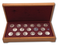 JESSE OWENS 1972 "GREAT OLYMPIC MOMENTS" COMMEMORATIVE STERLING SILVER COIN SET (1896-1972 GAMES) PRESENTED BY COCA-COLA (OWENS ESTATE COLLECTION)