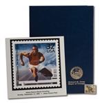 JESSE OWENS 1998 USPS CELEBRATE THE CENTURY STAMP PROCLAMATION SIGNED BY MAYOR OF CHICAGO PLUS JESSE OWENS 25 CENT STAMP ISSUED CIRCA 1988 (OWENS ESTATE COLLECTION)