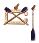 1948 LONDON OLYMPIC CHAMPION 14K GOLD & ENAMEL ROWING CHARM ISSUED TO USAS LLOYD BUTLER - EXQUISITE DESIGN (BUTLER COLLECTION)