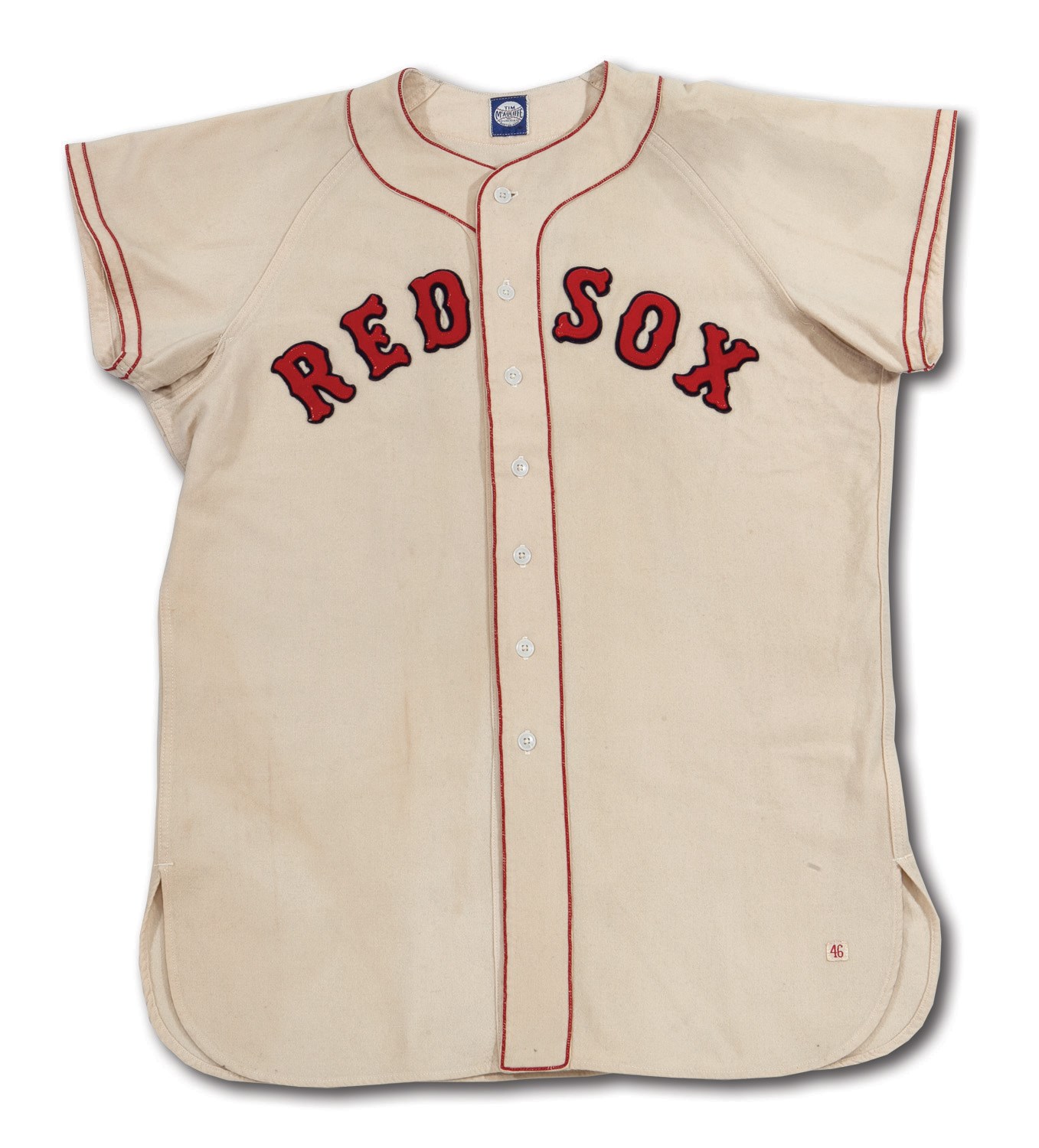 Lot Detail - 1950'S TED WILLIAMS BOSTON RED SOX SAMPLE HOME JERSEY BY TIM  MCAULIFFE (SDHOC COLLECTION)