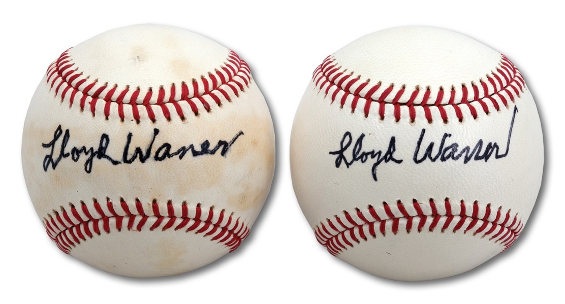 PAIR OF LLOYD WANER SINGLE SIGNED ONL (FEENEY) BASEBALLS (MLB EXECUTIVE PROVENANCE)