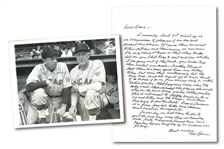 TED LYONS HANDWRITTEN LETTER REGARDING BABE RUTHS HITTING PROWESS VS. MODERN PLAYERS PLUS LYONS/FABER AUTOGRAPHED WIRE PHOTO