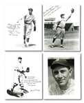 QUARTET OF SIGNED AND INSCRIBED PHOTOS BY PLAYERS WHO RECORDED UNASSISTED TRIPLE PLAYS (COONEY, NEUN, WAMBSGANSS AND WRIGHT)
