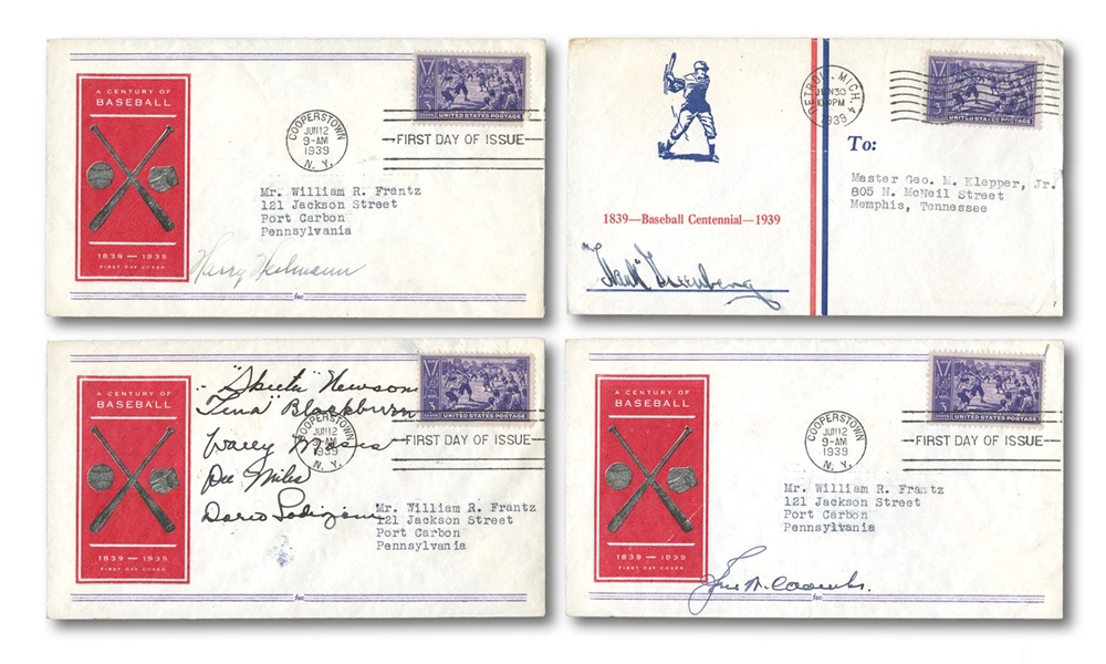 1939 BASEBALL HALL OF FAME AUTOGRAPHED FIRST DAY COVERS COLLECTION OF (17)
