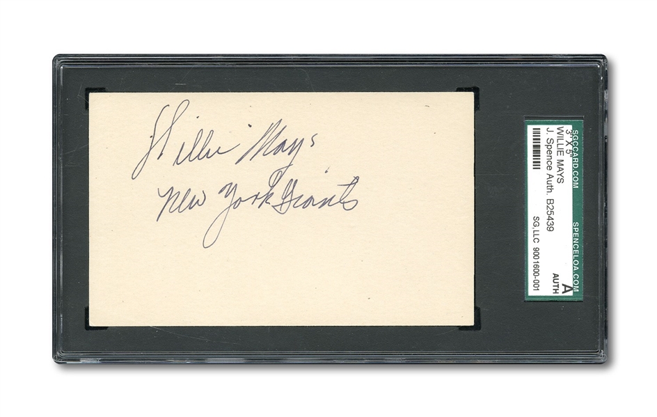 C. EARLY 1950S WILLIE MAYS (ROOKIE ERA) SIGNED GPC INSCRIBED "NEW YORK GIANTS" - SGC AUTHENTIC