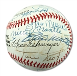 ONL (FEENEY) BASEBALL SIGNED BY (18) HALL OF FAMERS INCL. MANTLE, WILLIAMS, MUSIAL, MAYS, AARON & KOUFAX
