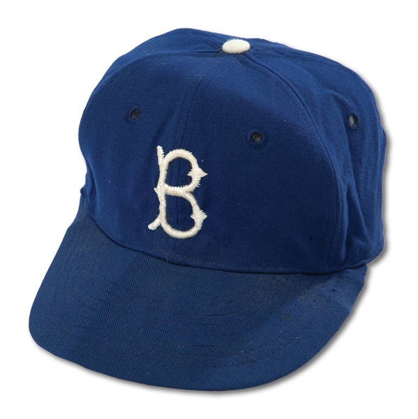 DON DRYSDALES C.1956 BROOKLYN DODGERS (ROOKIE ERA) GAME WORN CAP FROM HIS ESTATE COLLECTION (FAMILY LOA)