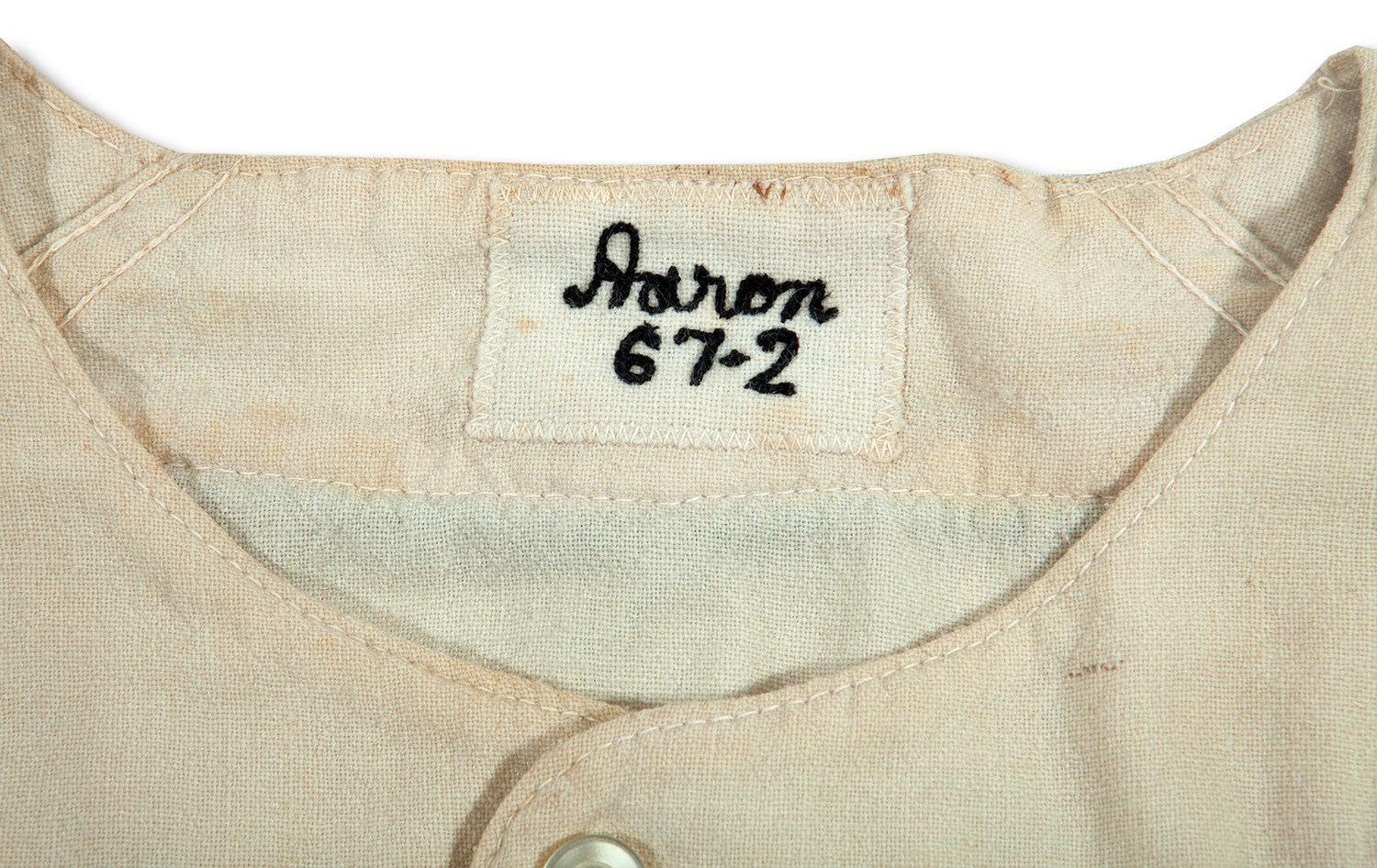 Lot Detail - 1965 Hank Aaron Milwaukee Braves Autographed Game Worn Home  Jersey (MEARS A10/JSA) Final Season for Hank and Franchise