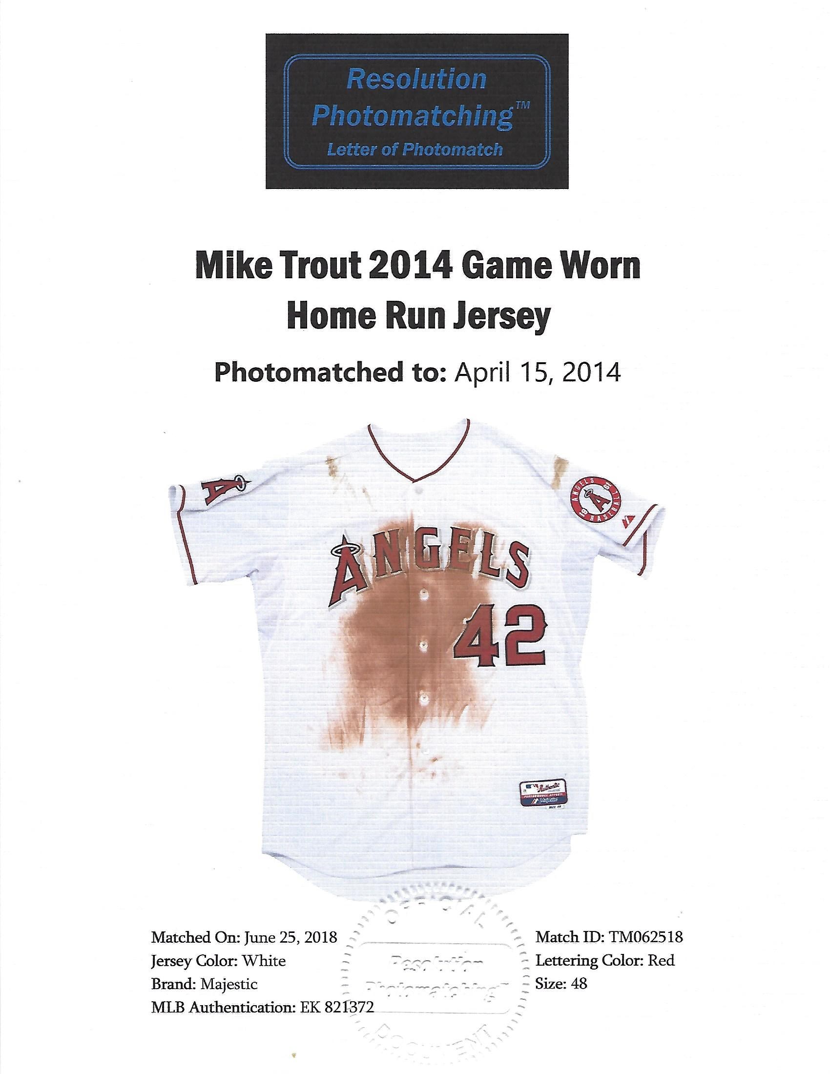Mike Trout 2014 Jackie Robinson Day Game-Used Jersey Size 48 - Hologram EK  821372