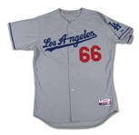 9/19/2013 YASIEL PUIG L.A. DODGERS ROOKIE GAME WORN PLAYOFF CLINCHER JERSEY FROM NOTORIOUS CHASE FIELD POOL CELEBRATION (RESOLUTION PHOTOMATCHED, MLB AUTH.)