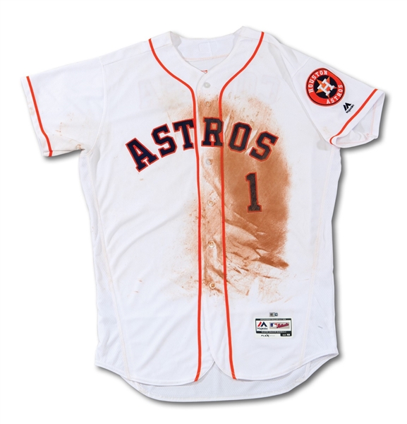 5/9/2017 CARLOS CORREA HOUSTON ASTROS (CHAMPIONSHIP SEASON) GAME WORN HOME RUN JERSEY CAKED WITH DIRT (MLB AUTH.)