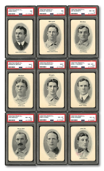 1906 FAN CRAZE NATIONAL LEAGUE BASEBALL COMPLETE SET (54) PLUS COVER CARD