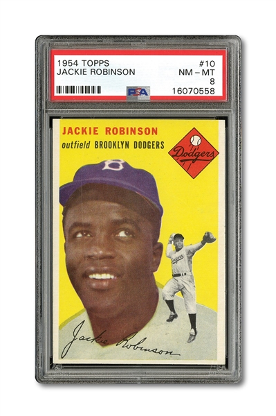 1954 TOPPS #10 JACKIE ROBINSON PSA NM-MT 8