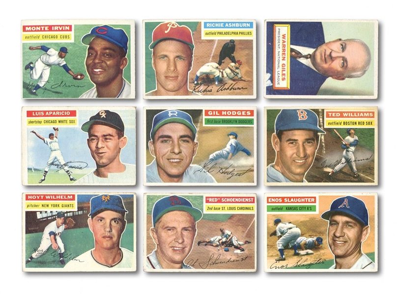 1956 TOPPS BASEBALL GROUP OF (712) CARDS INCL. MINOR STARS & HOFERS (MANY DUPLICATES)
