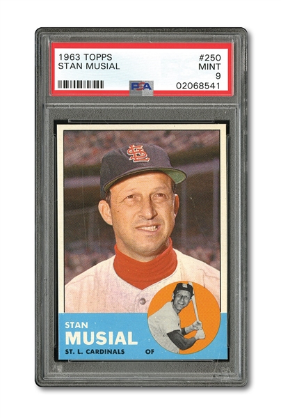 1963 TOPPS #250 STAN MUSIAL - PSA MINT 9 (ONLY 1 HIGHER)