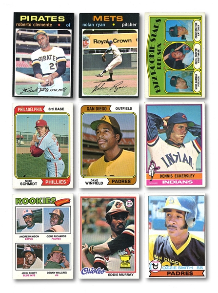 1970s-80s BASEBALL COLLECTION OF (51) ROOKIES, HOFERS AND STARS