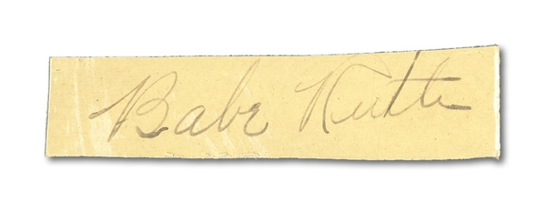 BABE RUTH CUT SIGNATURE FROM EXTENSIVE 1920-40S AUTOGRAPH COLLECTION