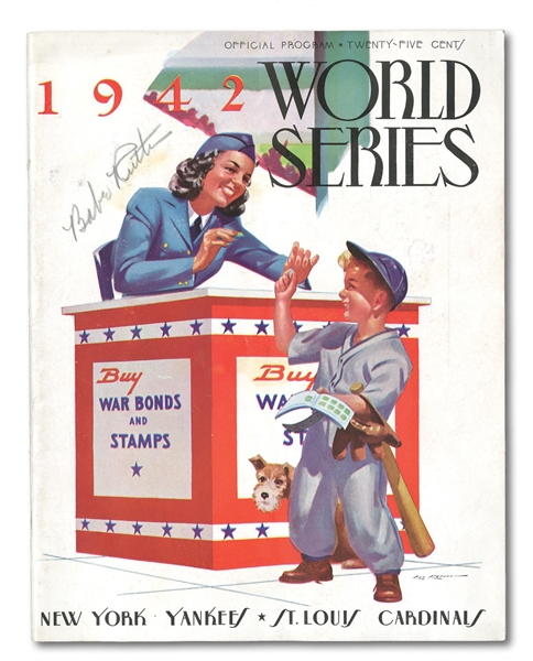 BABE RUTH AUTOGRAPHED 1942 WORLD SERIES PROGRAM (YANKEES VS. CARDINALS)