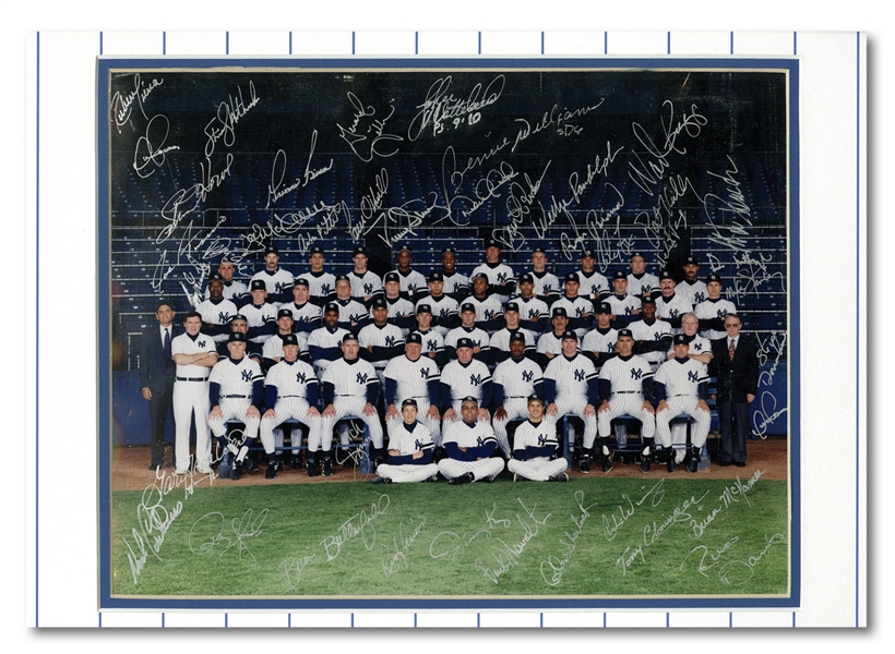 1995 NEW YORK YANKEES TEAM SIGNED 11" X 14" PHOTO – JETER’S FIRST YEAR AND MATTINGLY’S LAST