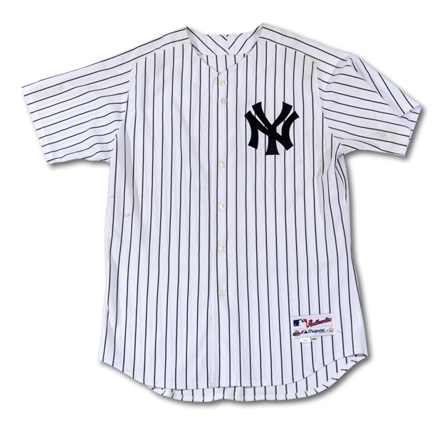 2010 DEREK JETER NEW YORK YANKEES GAME WORN HOME JERSEY PHOTO-MATCHED TO 2 GAMES INCL. FOURTH OF JULY (STEINER & RESOLUTION LOAS, MLB AUTH.)