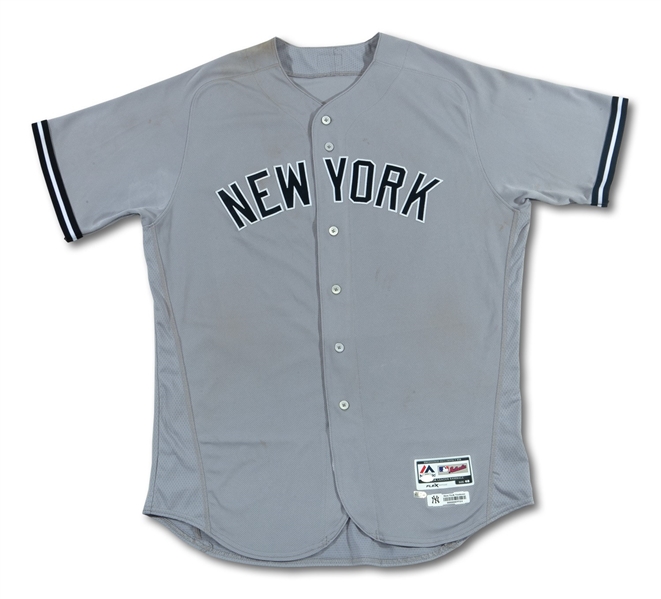 MAY 2017 GARY SANCHEZ SIGNED & INSCRIBED N.Y. YANKEES GAME WORN ROAD JERSEY PHOTO-MATCHED TO 3 GAMES AND 2 HOME RUNS (STEINER LOA, MLB AUTH.)