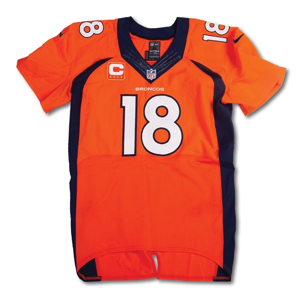 1/24/2016 PEYTON MANNING DENVER BRONCOS AFC CHAMPIONSHIP GAME WORN JERSEY PHOTOMATCHED TO LAST TD PASS OF HIS CAREER - BEAT PATS EN ROUTE TO SUPER BOWL TITLE (MEIGRAY & BRONCOS LOAS)