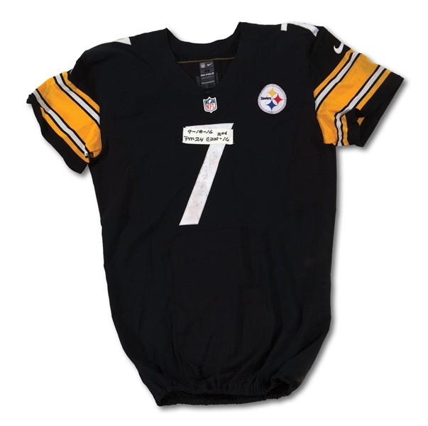 9/18/2016 BEN ROETHLISBERGER SIGNED PITTSBURGH STEELERS GAME WORN JERSEY - 3 TD PASSES IN WIN VS. CIN (RESOLUTION PHOTOMATCHED, FAMILY SOURCED)