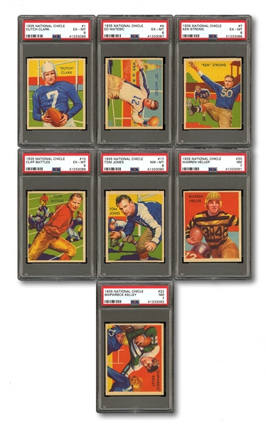 1935 NATIONAL CHICLE FOOTBALL LOT OF (7) PSA HIGH-GRADE CARDS