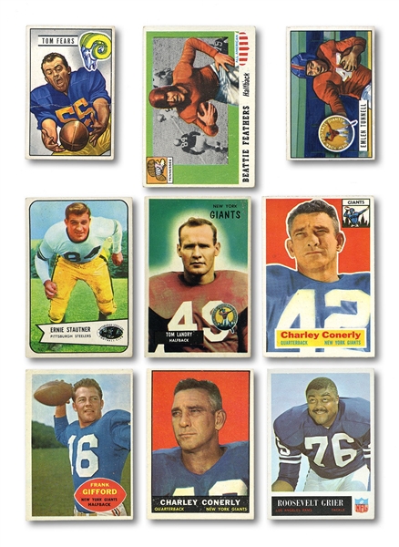 1950S - 70S BOWMAN, TOPPS AND FLEER FOOTBALL COLLECTION OF (1216) COMMONS AND MINOR STARS