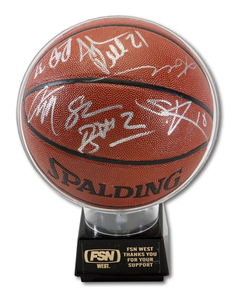 2009-10 LOS ANGELES LAKERS (BACK-TO-BACK) WORLD CHAMPIONS TEAM SIGNED BASKETBALL GIFTED TO FSN WEST (LAKERS COA)