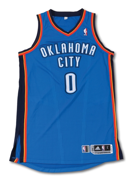 11/24/2012 RUSSELL WESTBROOK OKLAHOMA CITY THUNDER GAME WORN ROAD JERSEY - 30 PTS. & 9 AST. IN WIN @ PHI (NBA/MEIGRAY LOA)