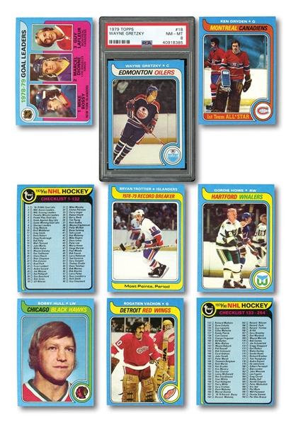 1979-80 TOPPS HOCKEY COMPLETE SET OF (264) WITH PSA NM-MT 8 GRETZKY ROOKIE