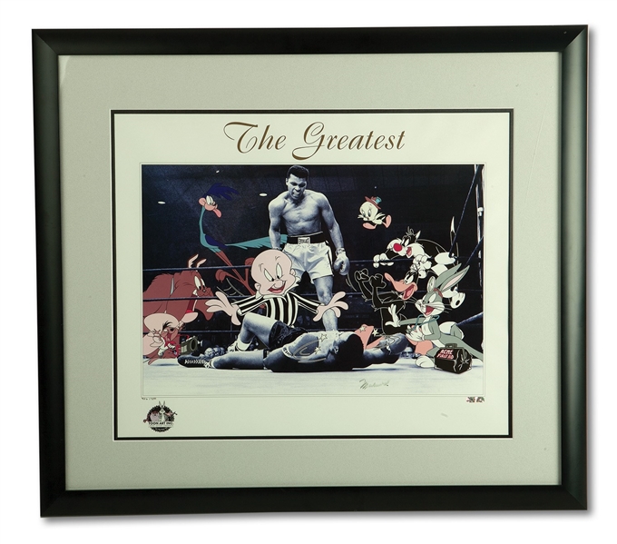 MUHAMMAD ALI AUTOGRAPHED "THE GREATEST" LIMITED EDITION LOONEY TOONS ANIMATION LITHOGRAPH