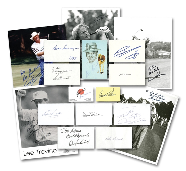 GOLF GREATS LOT OF (21) SIGNED PHOTOS, INDEX CARDS & OTHER FLATS FEAT. PALMER, SNEAD, SARAZEN, NELSON, ETC. (MLB EXECUTIVE PROVENANCE)