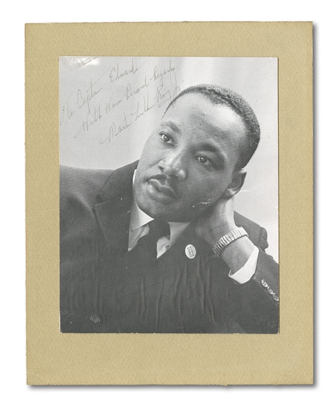 MARTIN LUTHER KING JR. AUTOGRAPHED PHOTO INSCRIBED TO PHILADELPHIAS 1ST AFRICAN-AMERICAN DEPUTY POLICE COMMISSIONER (EXCELLENT PROVENANCE)