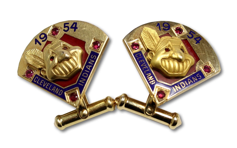 1954 CLEVELAND INDIANS AMERICAN LEAGUE CHAMPIONS 14K GOLD CUFFLINKS