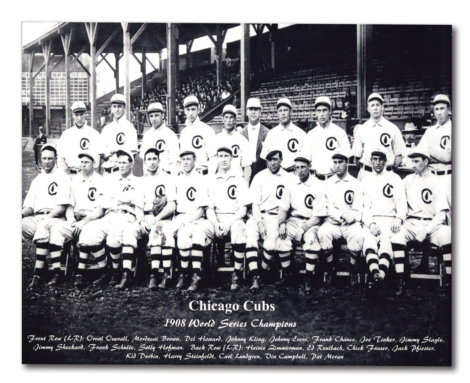 1908 CHICAGO CUBS WORLD SERIES CHAMPIONS 8X10 TEAM PHOTO #2