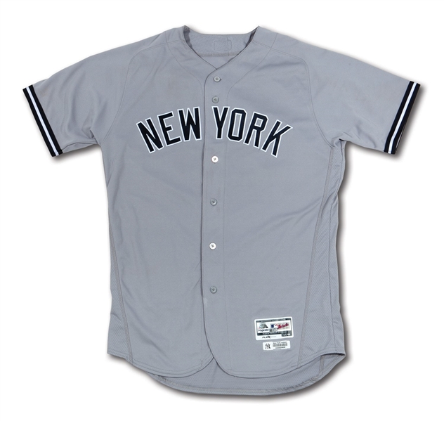 2018 GLEYBER TORRES NEW YORK YANKEES GAME WORN ROAD JERSEY ATTRIBUTED TO TEAM ROOKIE RECORD 4 HOME RUNS IN 3-GAME SERIES (STEINER LOA, MLB AUTH.)