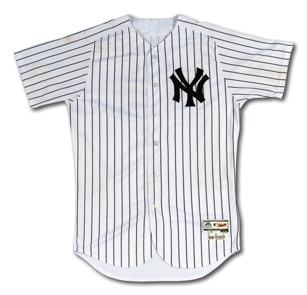 8/19/2018 MIGUEL ANDUJAR NEW YORK YANKEES (ROOKIE SEASON) GAME WORN AND PHOTO-MATCHED HOME JERSEY (STEINER & MLB AUTH.)