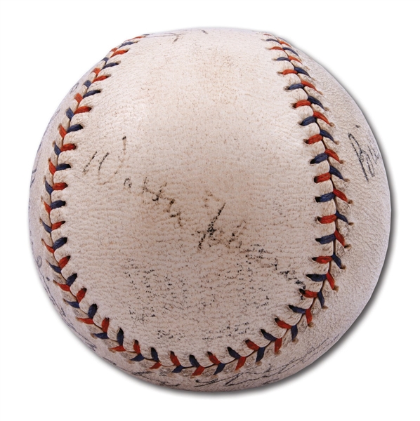 C.1933-34 CLEVELAND INDIANS AND DETROIT TIGERS MULTI-SIGNED BASEBALL WITH WALTER JOHNSON