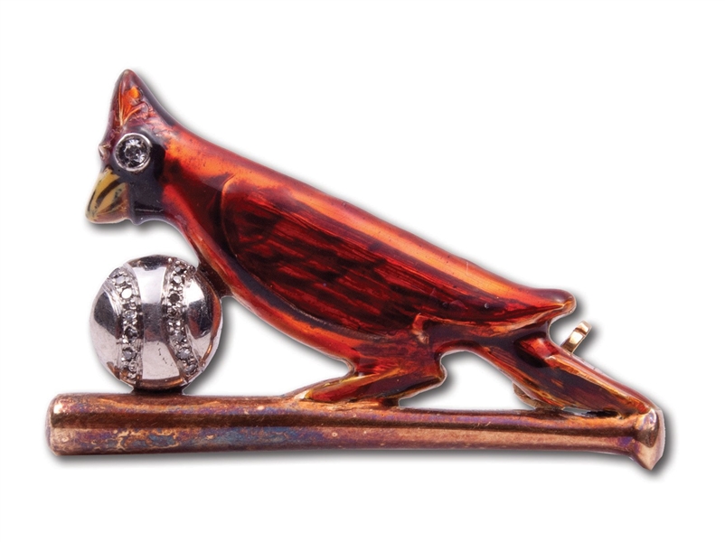 C. 1940S ST. LOUIS CARDINALS 14K GOLD & DIAMOND-STUDDED LAPEL PIN - ONLY KNOWN EXAMPLE! (TEAM DENTIST PROVENANCE)