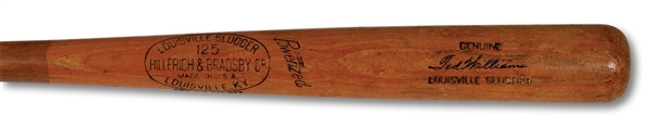 1954 TED WILLIAMS HILLERICH & BRADSBY PROFESSIONAL MODEL GAME USED BAT WITH EXCEPTIONAL TEAMMATE PROVENANCE (PSA/DNA GU 8)