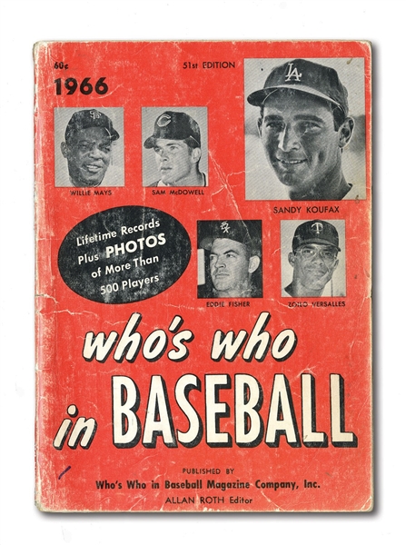 1966 WHOS WHO IN BASEBALL MULTI-SIGNED BOOK WITH 218 AUTOGRAPHS INCL. MANTLE, MARIS, CLEMENTE, KOUFAX, ETC.