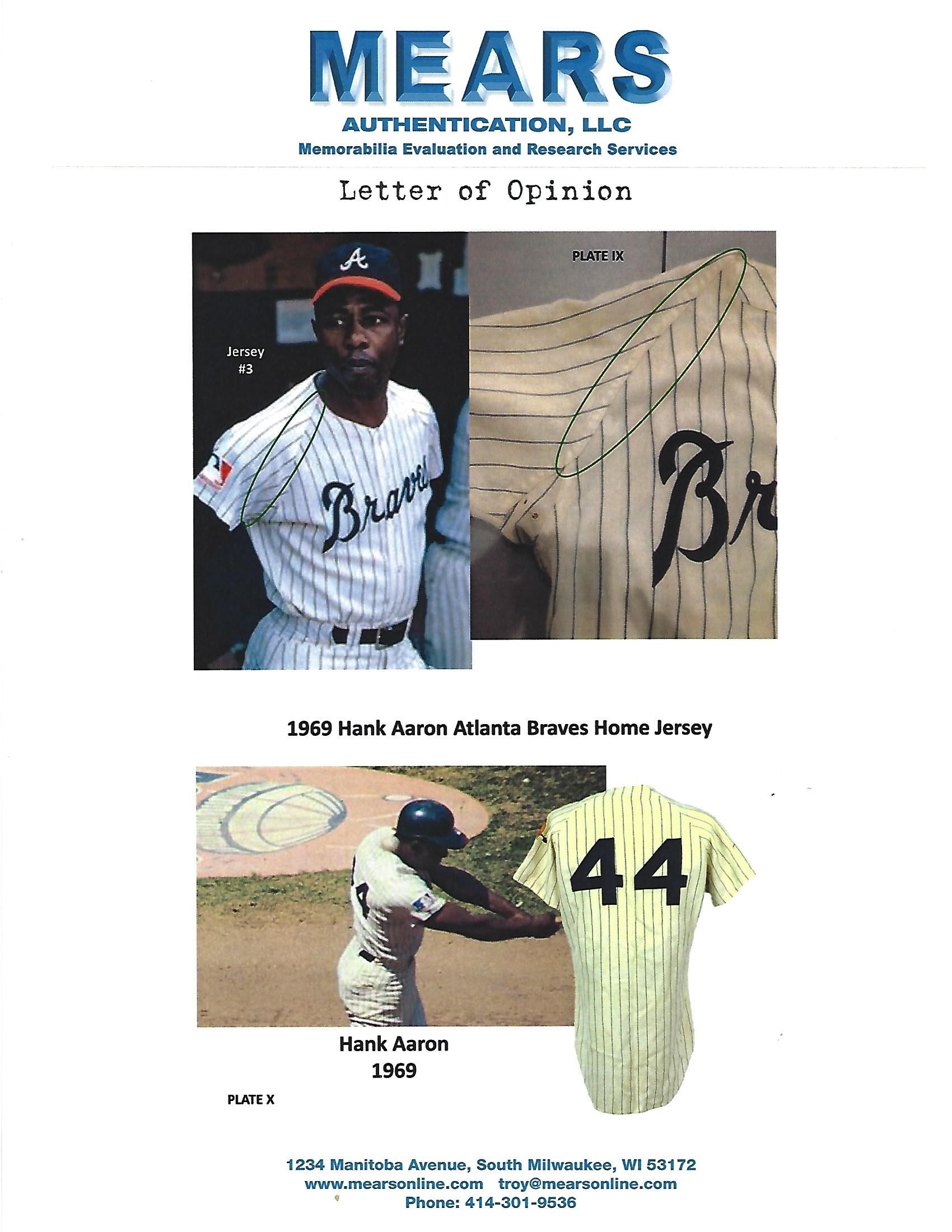 Lot Detail - 1969 HANK AARON ATLANTA BRAVES NLCS GAME WORN HOME JERSEY –  HIS ONLY KNOWN EXAMPLE PHOTO-MATCHED TO A POSTSEASON HOME RUN! (MEARS A7,  RESOLUTION LOA)