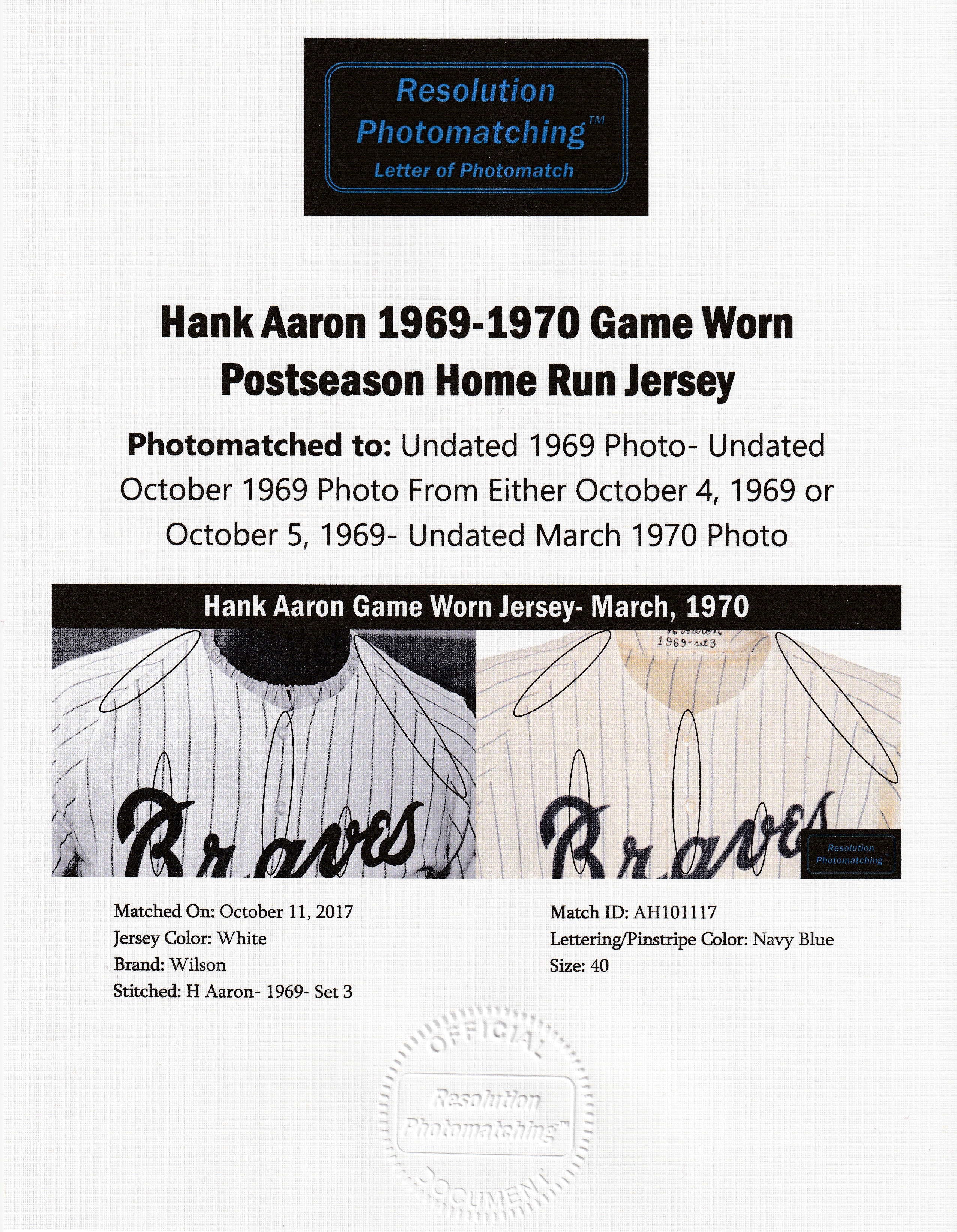 1969 Hank Aaron Atlanta Braves Mitchell and Ness MLB Jersey Size