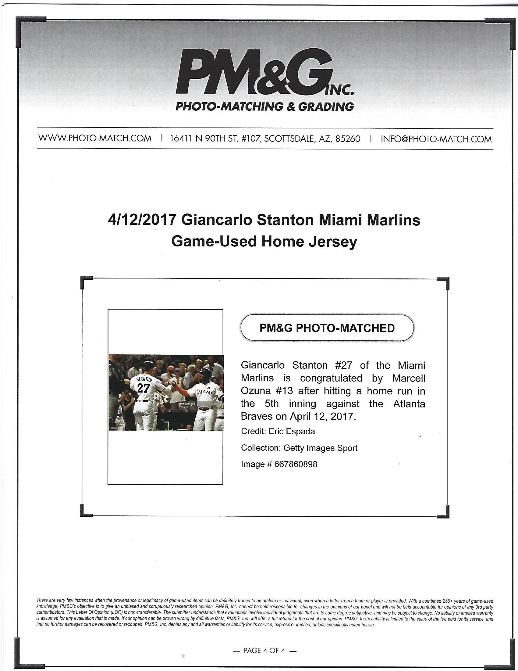 2015 Giancarlo Stanton Miami Marlins Game Used Home Jersey MEARS A10 COA  Yankees - MLB Game Used Jerseys at 's Sports Collectibles Store