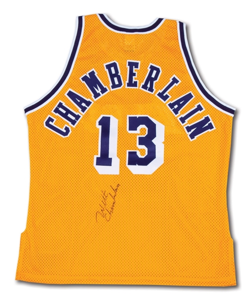 WILT CHAMBERLAIN AUTOGRAPHED LOS ANGELES LAKERS HOME JERSEY